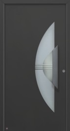 hormann household door with crescented glass panel